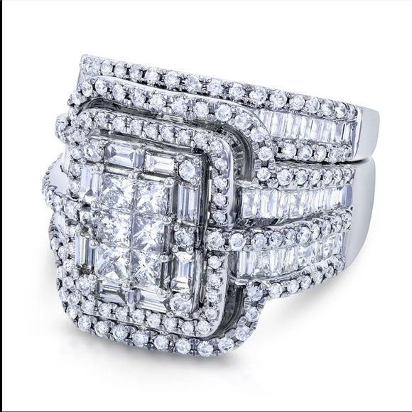 New Luxury 925 Silver Diamond 2 pc Set Ring 💍 - Picture 5 of 6